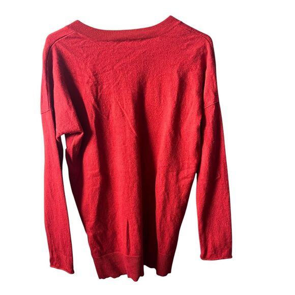 The Cashmere Project Sweater Women Sz Medium Red Orange V-Neck Long Sleeve *FLAW - Picture 2 of 8
